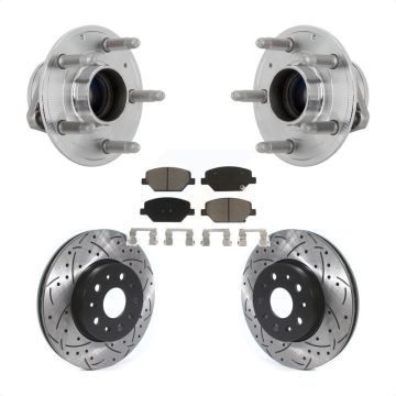Front Hub Bearing Assembly Coated Drilled Slot Brake Rotor & Pad Kit For Chevrolet Camaro KBB-131328