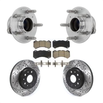 Front Hub Bearing Assembly Coat Drill Slot Brake Rotor Pad Kit For Chevrolet Camaro LT LS KBB-131329