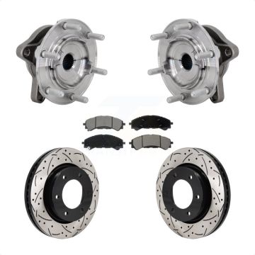 Front Hub Bearing Assembly Drilled Slot Brake Rotor Pad Kit For 2019-2023 Ford Ranger 4WD KBB-131338