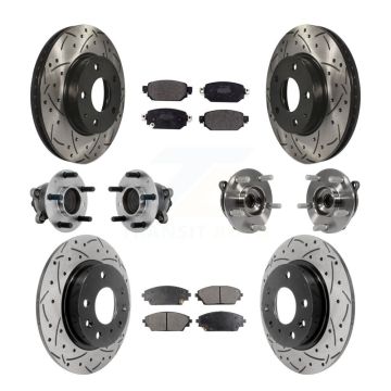 Front Rear Hub Bearing Coated Brake Rotor And Pad Kit (10Pc) For 2019-2021 Mazda CX-3 FWD KBB-131351