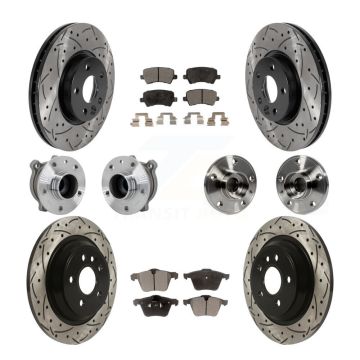 Front Rear Hub Bearing Assembly Coated Disc Brake Rotor And Pads Kit (10Pc) For Volvo V70 KBB-131362