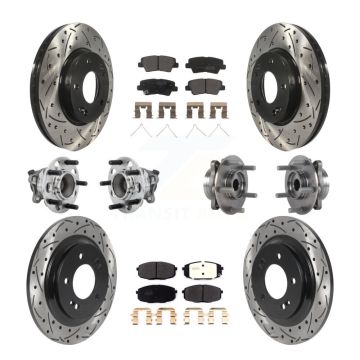 Front Rear Hub Bearing Coated Disc Brake Rotor And Pads Kit (10Pc) For Hyundai Elantra GT KBB-131373