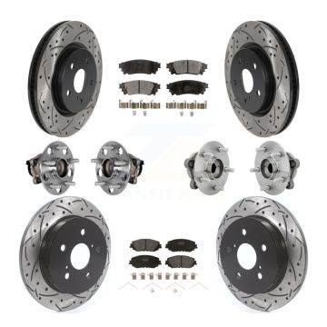 Front Rear Hub Bearings Coated Disc Brake Rotors And Pads Kit (10Pc) For Toyota C-HR KBB-131380