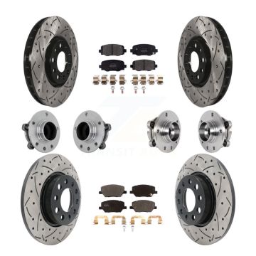 Front Rear Hub Bearing Coated Brake Rotor Pads Kit (10Pc) For Jeep Renegade Fiat 500X FWD KBB-131381