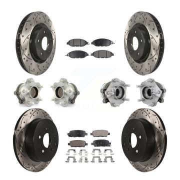 Front Rear Hub Bearing Coated Disc Brake Rotors And Pads Kit (10Pc) For Nissan Murano FWD KBB-131383