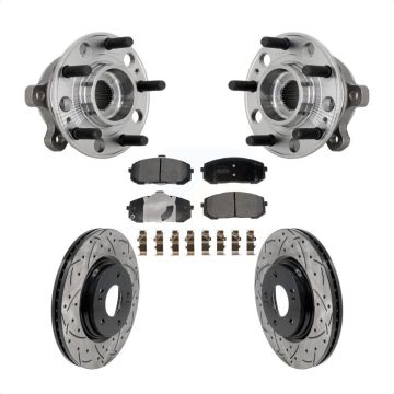 Front Hub Bearing Assembly Coat Drill Slot Brake Rotor Pads Kit For Hyundai Sonata Kia K5 KBB-131390