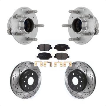 Front Hub Bearing Assembly Coated Drilled Slot Brake Rotor & Pad Kit For Chevrolet Camaro KBB-131394