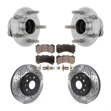 Front Hub Bearing Assembly Coat Drill Slot Brake Rotor Pad Kit For Chevrolet Camaro LT LS KBB-131396