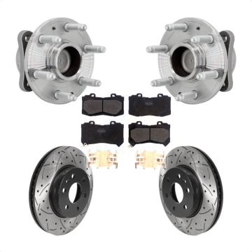 Front Hub Bearing Drilled Slot Brake Rotor Pads Kit For Chevrolet Colorado GMC Canyon RWD KBB-131397