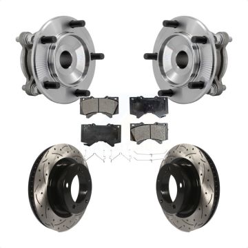 Front Hub Bearing Assembly Drilled Slot Brake Rotor Pad Kit For Toyota Tundra Sequoia RWD KBB-131398