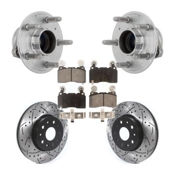 Front Hub Bearing Coated Drill Slot Brake Rotor Pad Kit For Chevrolet Camaro Cadillac CTS KBB-131401
