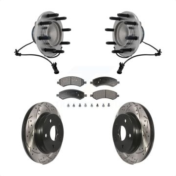 Front Hub Bearing Drilled Slot Brake Rotor & Pad Kit For Dodge Ram 1500 With 8 Lug Wheels KBB-131407