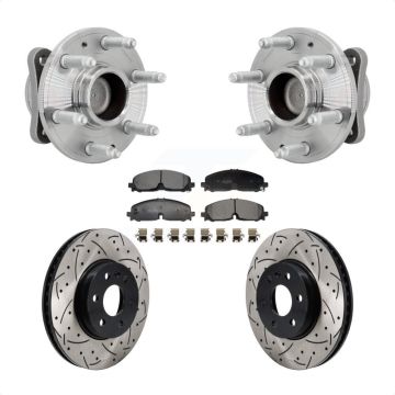 Front Hub Bearing Drilled Slot Brake Rotor Pads Kit For Chevrolet Colorado GMC Canyon RWD KBB-131415