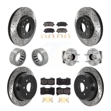 Front Rear Hub Bearing Coated Brake Rotor Pads Shoe Kit (10Pc) For Chevrolet Colorado GMC KBB-131419