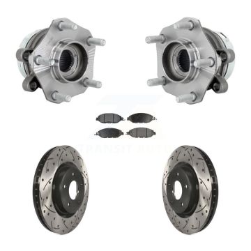 Front Hub Bearing Assembly Coated Drilled Slotted Brake Rotor & Pad Kit For Nissan Murano KBB-131421
