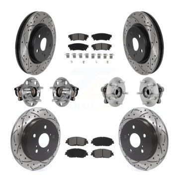 Front Rear Hub Bearings Coated Disc Brake Rotors And Pads Kit (10Pc) For Toyota C-HR KBB-131422