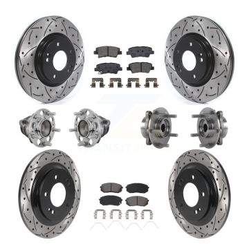 Front Rear Hub Bearing Coated Disc Brake Rotor And Pads Kit (10Pc) For Hyundai Elantra GT KBB-131425
