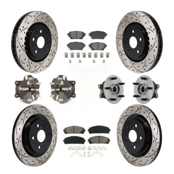 Front Rear Hub Bearing Coated Brake Rotor Pads Kit (10Pc) For 2021-2023 Toyota Sienna AWD KBB-131439