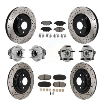 Front Rear Hub Bearing Coated Brake Rotor And Pad Kit (10Pc) For 2016-2021 Mazda CX-9 FWD KBB-131444