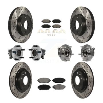 Front Rear Hub Bearing Coated Brake Rotor And Pad Kit (10Pc) For 2016-2018 Mazda CX-3 FWD KBB-131453