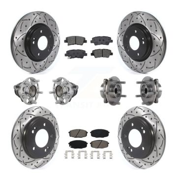 Front Rear Hub Bearing Coated Disc Brake Rotor And Pad Kit (10Pc) For 2020 Kia Forte 1.6L KBB-131455