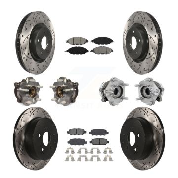 Front Rear Hub Bearing Coated Disc Brake Rotors And Pads Kit (10Pc) For Nissan Murano AWD KBB-131457