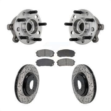 Front Hub Bearing Assembly Coat Drill Slot Brake Rotor Pads Kit For Hyundai Sonata Kia K5 KBB-131459