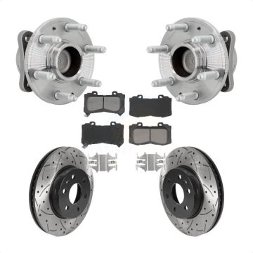 Front Hub Bearing Drilled Slot Brake Rotor Pads Kit For Chevrolet Colorado GMC Canyon RWD KBB-131460