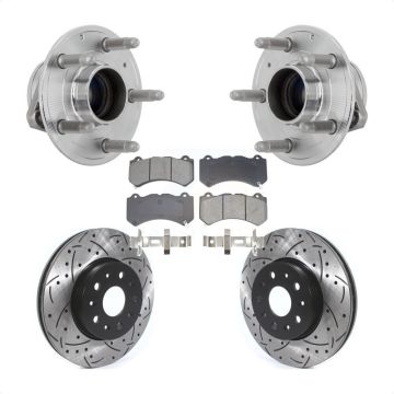 Front Hub Bearing Assembly Coat Drill Slot Brake Rotor Pad Kit For Chevrolet Camaro LT LS KBB-131465