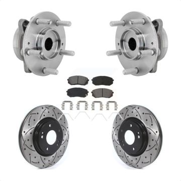 Front Hub Bearing Assembly Drilled Slot Brake Rotor & Pad Kit For Hyundai Kona Kia Seltos KBB-131470