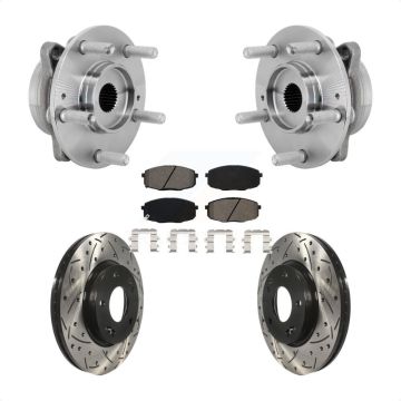 Front Hub Bearing Assembly Drilled Slot Brake Rotor & Pad Kit For Hyundai Kona Kia Seltos KBB-131471