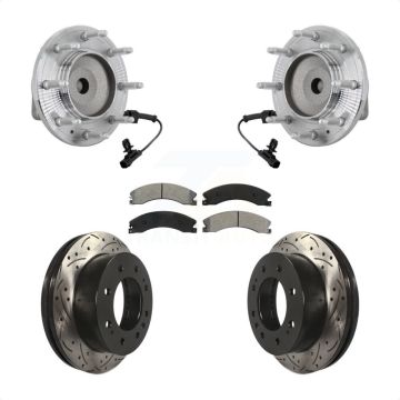 Front Hub Bearing Drilled Slot Brake Rotor Pads Kit For GMC Chevrolet Sierra 2500 HD 3500 KBB-131475