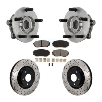 Front Hub Bearing Assembly Coated Drill Slot Brake Rotor Pad Kit For 2016-2023 Mazda CX-9 KBB-131477