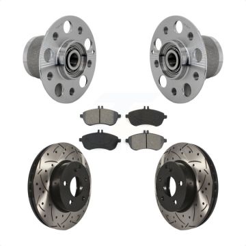 Front Hub Bearing Assembly Coated Drilled Slot Brake Rotor Pad Kit For Mercedes-Benz C250 KBB-131478