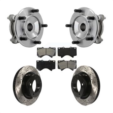 Front Hub Bearing Assembly Drilled Slot Brake Rotor Pad Kit For Toyota Tundra Sequoia RWD KBB-131480