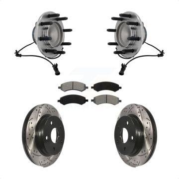 Front Hub Bearing Drilled Slot Brake Rotor & Pad Kit For Dodge Ram 1500 With 8 Lug Wheels KBB-131483