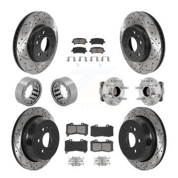 Front Rear Hub Bearing Coated Brake Rotor Pads Shoe Kit (10Pc) For Chevrolet Colorado GMC KBB-131487