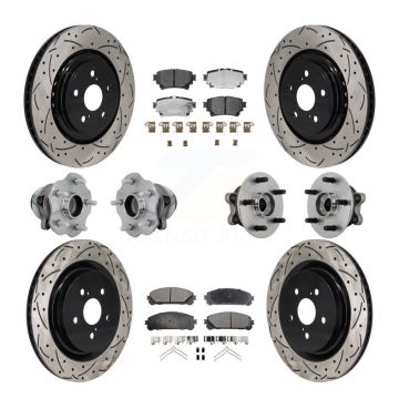 Front Rear Hub Bearing Coated Brake Rotor Pads Kit (10Pc) For 20-22 Toyota Highlander FWD KBB-131495