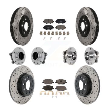 Front Rear Hub Bearing Coated Brake Rotor Pads Kit (10Pc) For Jeep Renegade Fiat 500X FWD KBB-131496