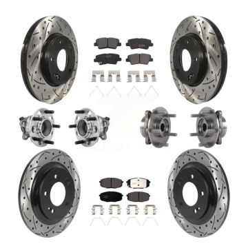 Front Rear Hub Bearing Coated Disc Brake Rotor And Pads Kit (10Pc) For Hyundai Elantra GT KBB-131499