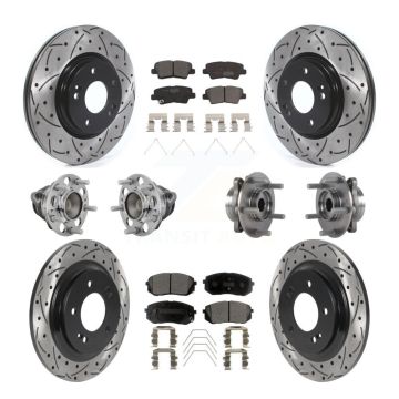 Front Rear Hub Bearing Coated Disc Brake Rotor And Pads Kit (10Pc) For Hyundai Elantra GT KBB-131500