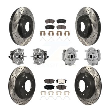 Front Rear Hub Bearings Coated Disc Brake Rotors And Pads Kit (10Pc) For Hyundai Kona KBB-131501