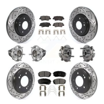 Front Rear Hub Bearing Coated Brake Rotor & Pad Kit (10Pc) For Kia Forte Hyundai Veloster KBB-131503