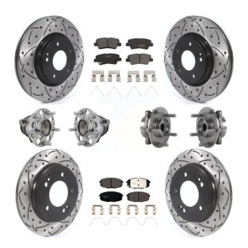 Front Rear Hub Bearing Coated Disc Brake Rotor And Pad Kit (10Pc) For 2020 Kia Forte 1.6L KBB-131504
