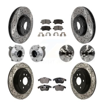 Front Rear Hub Bearing Coated Disc Brake Rotor Pad Kit (10Pc) For 2013-2014 Volvo S60 FWD KBB-131512