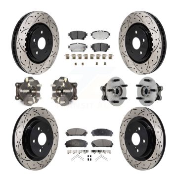 Front Rear Hub Bearing Coated Brake Rotor Pads Kit (10Pc) For 2021-2023 Toyota Sienna AWD KBB-131523