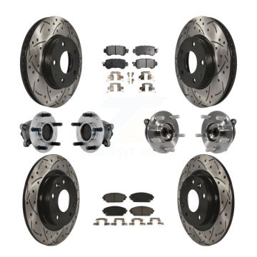 Front Rear Hub Bearing Coated Brake Rotor And Pad Kit (10Pc) For 2016-2018 Mazda CX-3 FWD KBB-131524