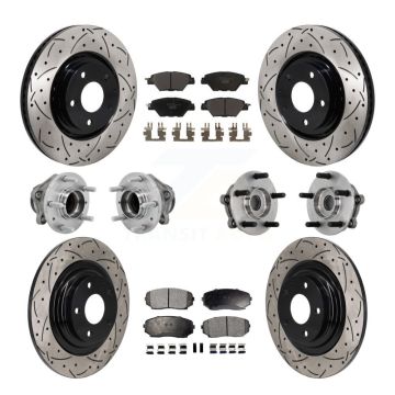Front Rear Hub Bearing Coated Brake Rotor And Pad Kit (10Pc) For 2016-2021 Mazda CX-9 FWD KBB-131526