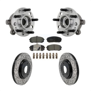 Front Hub Bearing Assembly Coat Drill Slot Brake Rotor Pads Kit For Hyundai Sonata Kia K5 KBB-131530