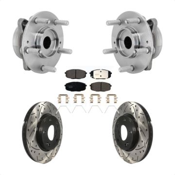 Front Hub Bearing Assembly Drilled Slot Brake Rotor & Pad Kit For Hyundai Kona Kia Seltos KBB-131531